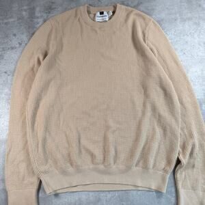 Topman beige waffle knit crewneck tan sweater size large